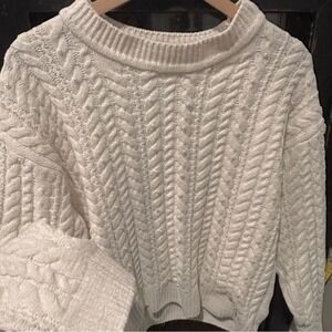 Cynthia Rowley Cream‎ Cable Knit Sweater